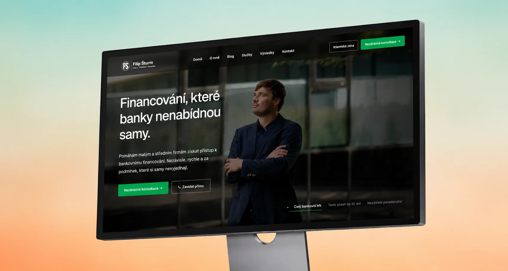 Úvodní obrazovka webu Filip Šturm pro firemní finanční poradenství v Pardubicích