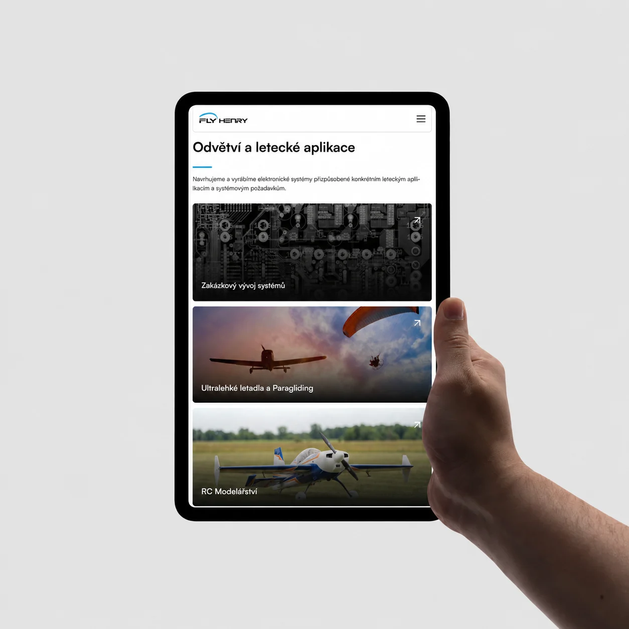 Fly Henry vizuální směr pro leteckou elektroniku