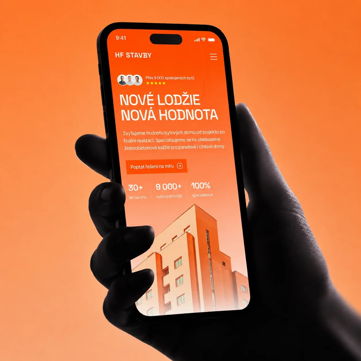 HF Stavby webová prezentace pro revitalizace lodžií a opravy bytových domů