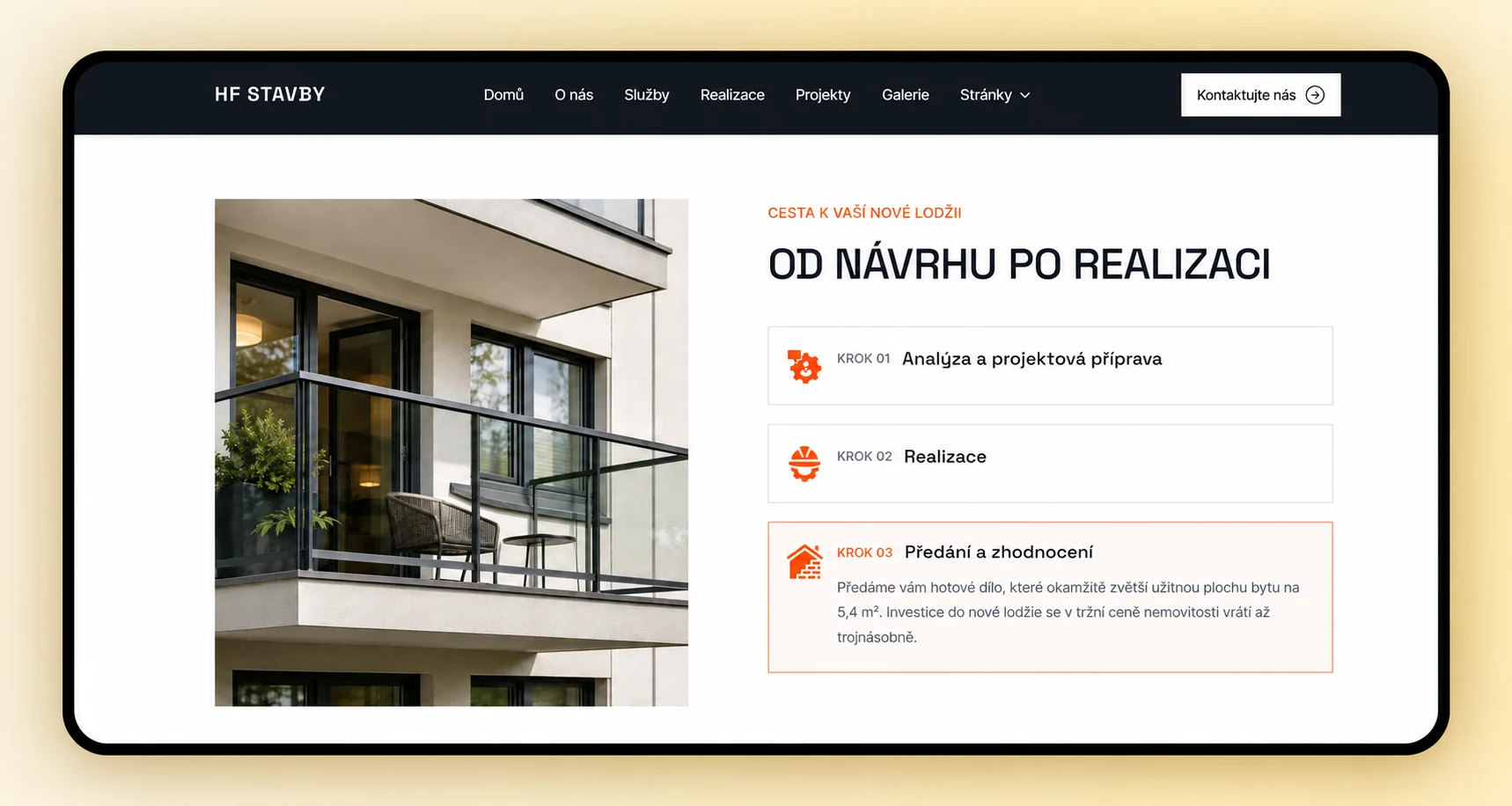 HF Stavby web pro stavební realizace, bytové domy a správce objektů