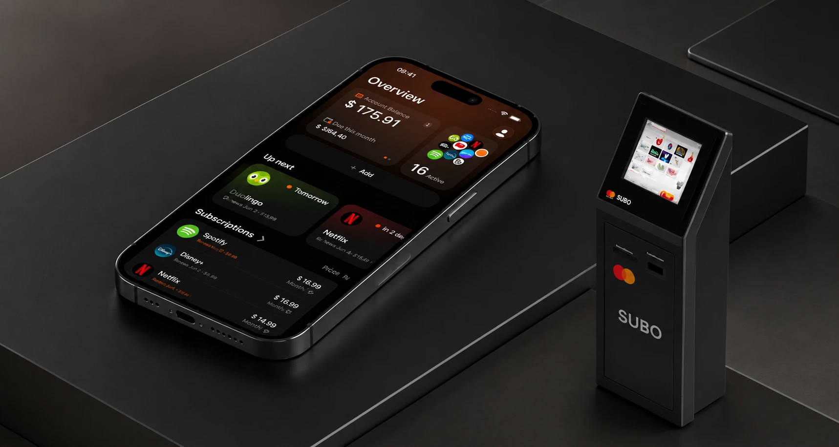 Subo iOS aplikace pro přehled předplatných